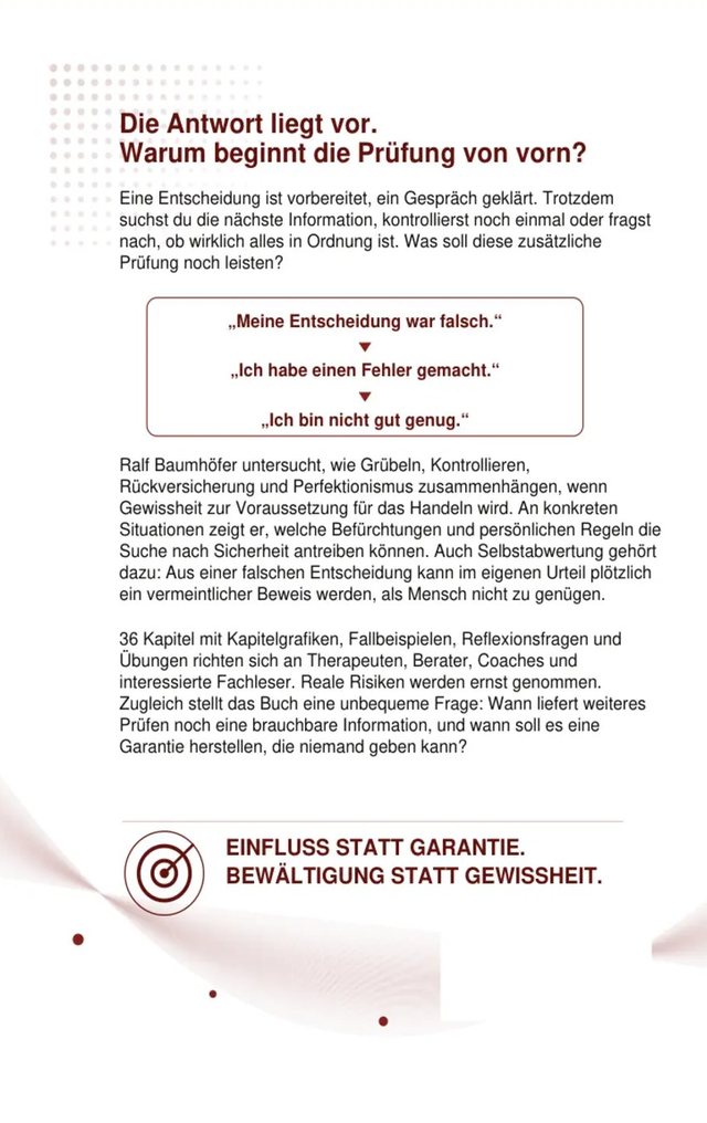 Rückseite des Buches „Erst wenn ich sicher bin“ mit Klappentext